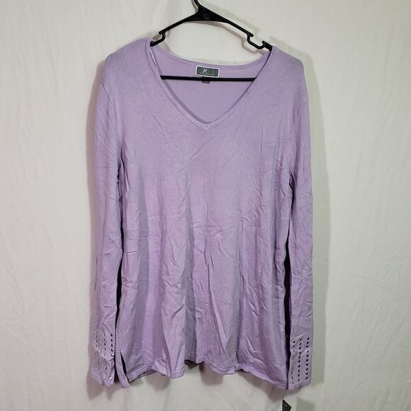 JM Collection Sweaters - Jm Collection Womens Studded Cuff Pullover Sweater (AJ)